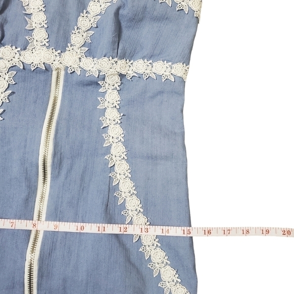 Silhouette Sphaget Strap Blue Sundress  with Scalloped Lace Size S - Picture 10 of 13